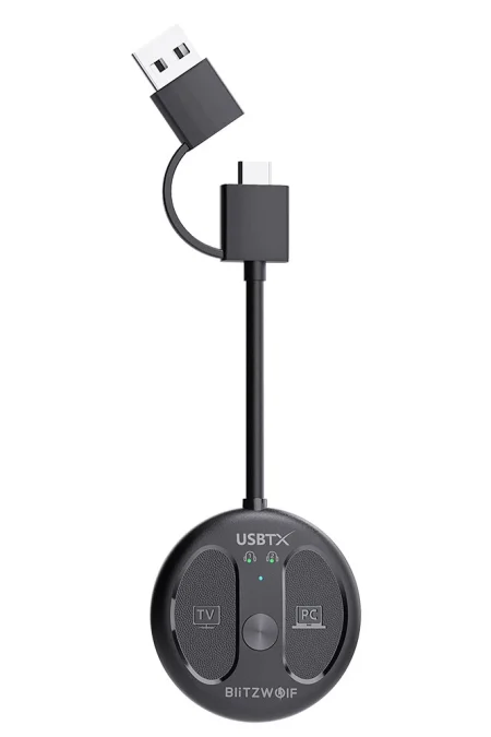 BlitzWolf® BW-LE524 USB Audio Transmitter Adapter bluetooth V5.4 Adapter 50m Range Dual Connection Low Latency Mini Port