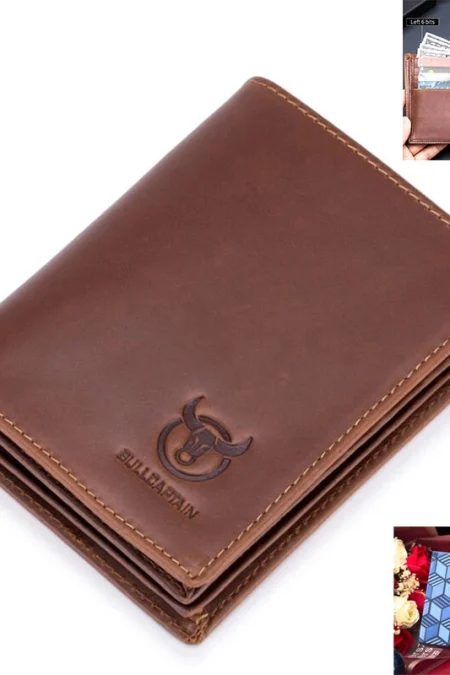 BULLCAPTAIN Men's Genuine Leather Wallet Multi Card Bag Large Capacity Bifold Wallet Credit Card Holder Multi Card Slots