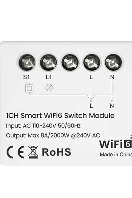 Tuya WiFi 6 Mini Smart Light Switch Module 1 Gang Smart Home DIY Breakers Smart Life APP Remote Control Support Alexa Go