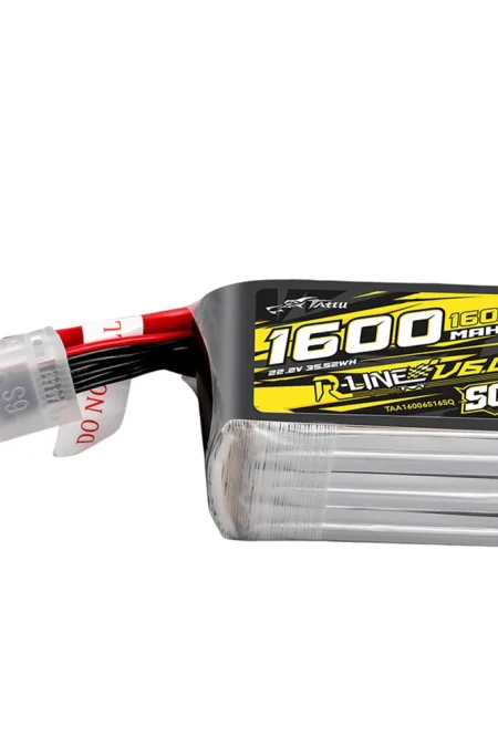 Tattu R-Line Version 6.0 22.2V 1600mAh 160C 6S SQ Lipo Battery XT60 Plug for SpeedyBee Master 5 V2 DarwinFPV CineApe35 6