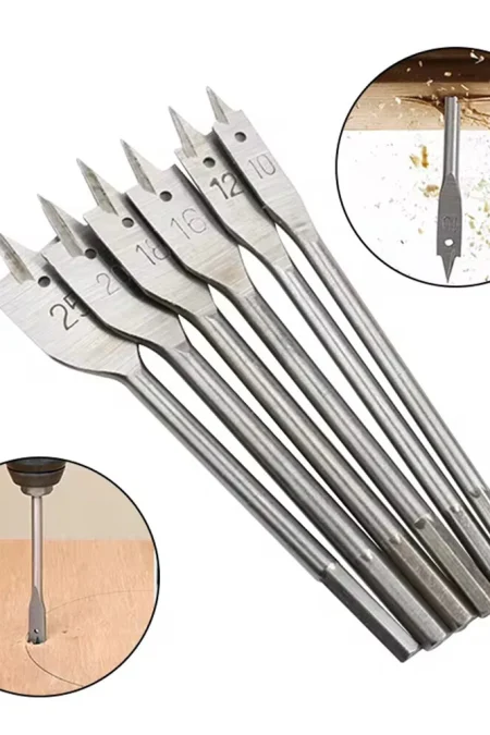6PCS Three-Pointed Flat Drill Bit Set High Carbon Steel HRC50 Heat Treated Woodworking Tool for Table DC AC Drills