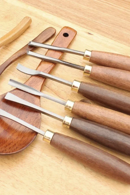 MYTEC 12pcs Wood Carving Chisel Set Walnut Handle 65Mn High Carbon Steel Sharp Blade Professional Woodworking Carving To