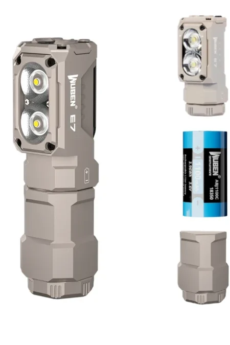 WUBEN E7 2in1 1800 Lumens LED Headlamp Rechargeable Flashlight 18350 18650 Battery Compact EDC Min TorchMagnetic Tail