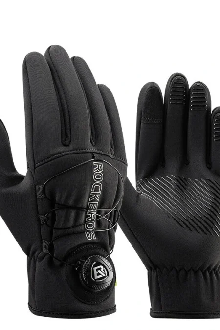 ROCKBROS Warm Bike Gloves Touch Screen Windproof Anti-slip Thermal Bicycle Gloves for Winter Outdoor Motorcycle Scooter
