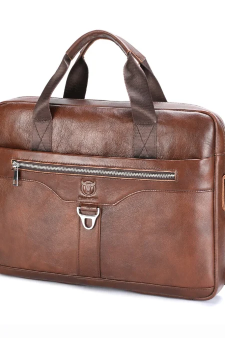 BULLCAPTAIN 16-Inch Hand Laptop Men's Business Briefcase Waterproof Cowhide Leather Large Capacity Multiple Office Trave