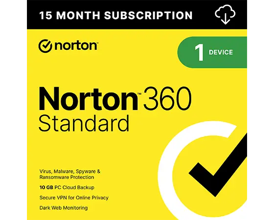 Lenovo Norton 360 Standard for 1 Device – Antivirus, VPN, and Advanced AI-powered Scam Protection, 15-Month Subscription