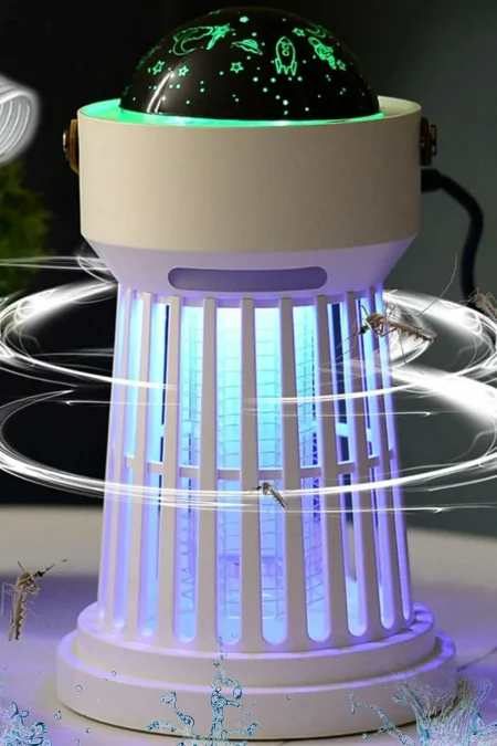 Mosquito Zapper 2000mAh With Music Box and Projector Lamp Long-lasting Battery 360 degrees Protection 3-in-1 Design Indo