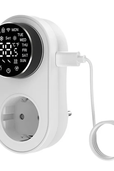 Tuya 1419 Wi-Fi Plug-in Smart Thermostat Socket with Timing Function LED Display Knob-type APP Control Temperature Socke