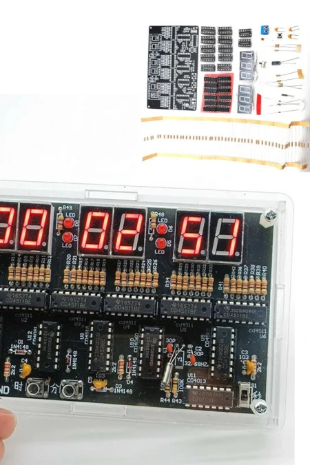 6 Digits DIY Clock Kit Auto Display Time DIY Alarm Clock Soldering Practice Kit for Students and Diyers DC4.5V-5.5V