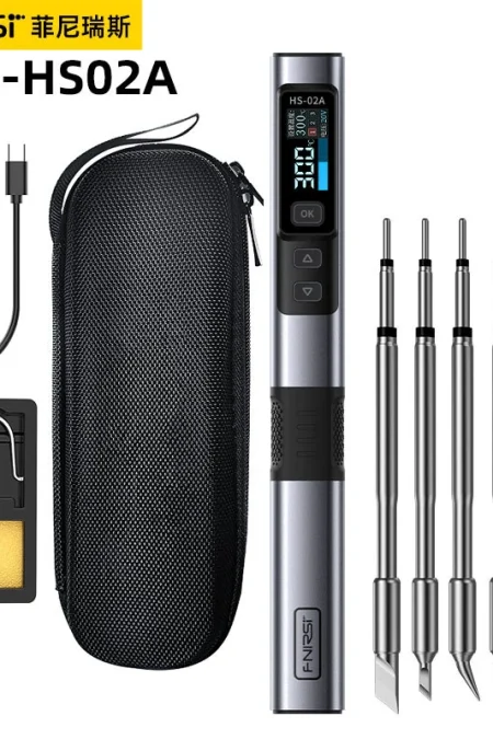 FNIRSI HS-02A Smart Soldering Iron with 6 Tips High-Power 100W Adaptable to Quick Charging PD/QC Protocol Wide Temperatu