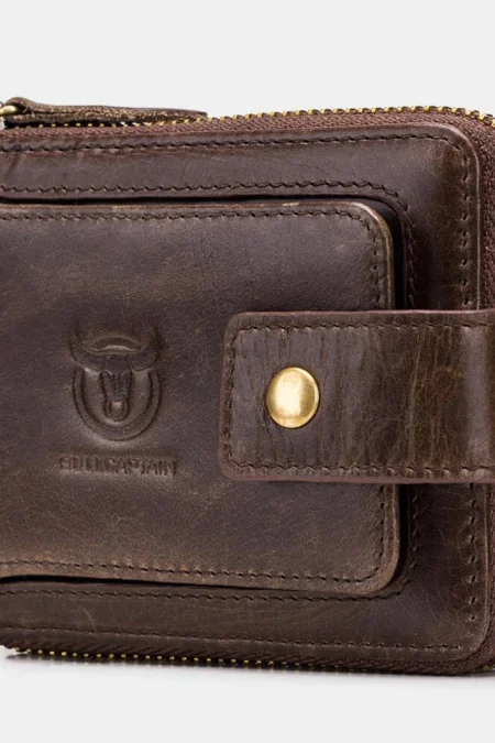 BULLCAPTAIN Genuine Leather Mens Wallet RFID Blocking Purse Multifunction Mini Coin Bag Card Holder Stylish Compact Mone