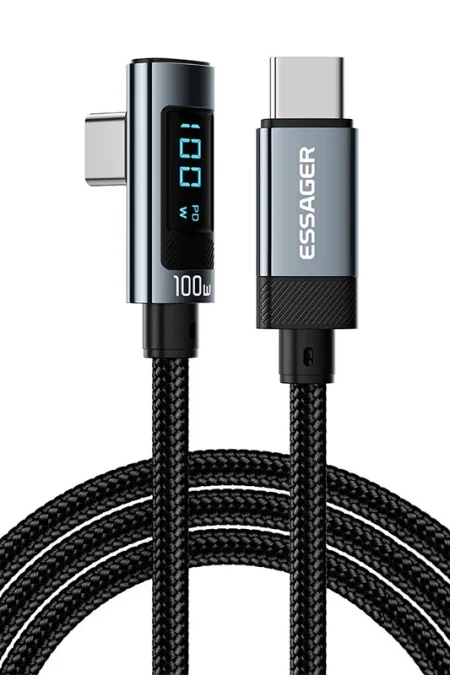 ESSAGER ES-X47 5A 100W Type-C to Type-C Digital Display Cable PD Fast Charging Data Transmission Copper Core Line 1M/2M