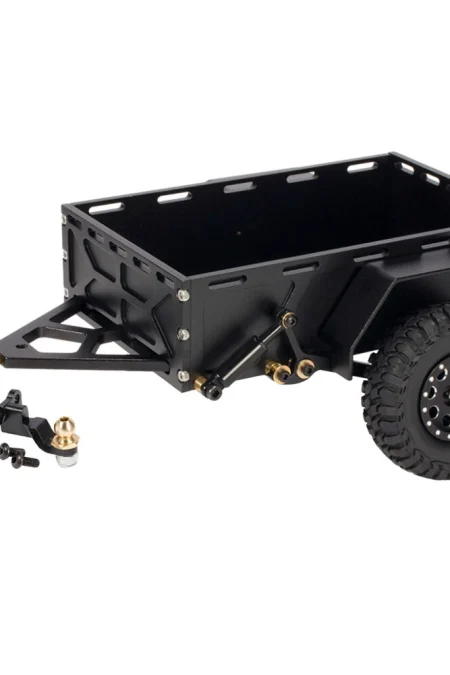 Aluminum RC Rock Crawler Trailer CNC Machined Utility Simulation Parts with Ball Head Hitch Compatible for 1/18 TRX4M SC
