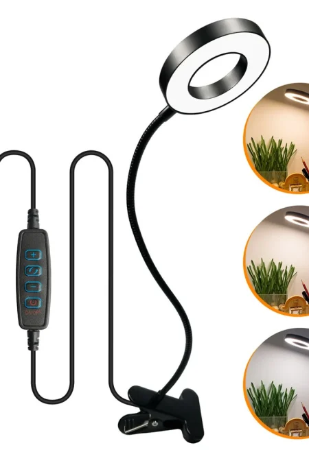 5X LED Magnifying Lamp Clip-On with USB Magnifier Adjustable Brightness and Color Temperature for Reading Beauty Crafts
