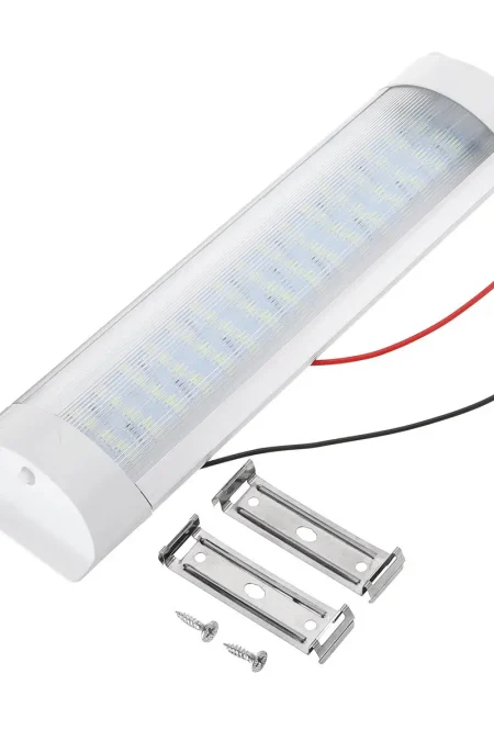 23CM 5W 72 LED White Interior Dome Lights Bar DC 24V 6000K White with Switch for Car Van RV Truck Trailer Boat