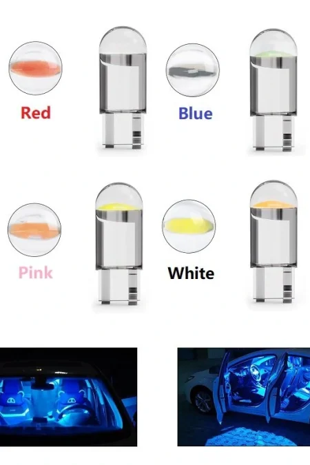 50 X T10 Car Width Light Bulbs Crystal Transparent Integrated LED Small Car Lights Cob High Brightness License Plate Lig