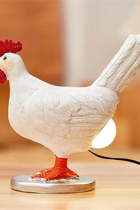 Chicken Egg Lamp Funny Chicken lamp with Egg in Butt LED Chicken Night Lights with USB Resin Warm Table Light Decor Birt