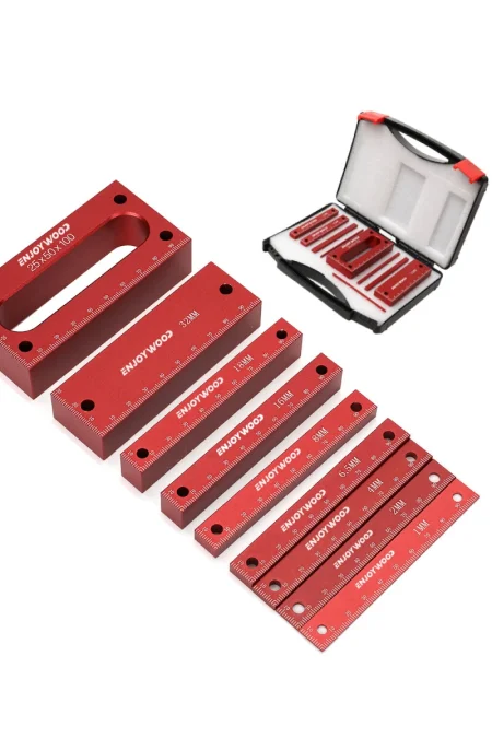 ENJOYWOOD Metric Inch Woodworking Setup Blocks Height Gauge Precision Aluminum Alloy Setup Bars for Router and Table Saw