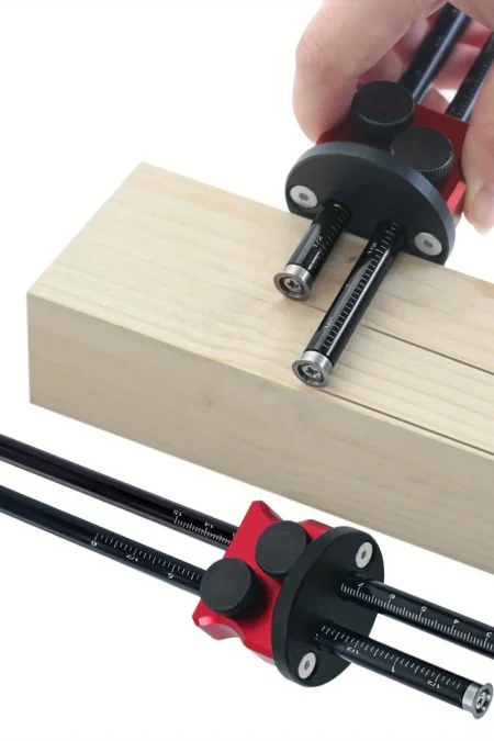 Double Head Wheel Marking Gauge Aluminum Parallel Line Drawing Tool Woodworking Marking Scriber Ruler Graduated Inch and