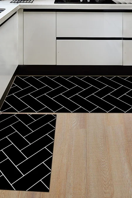 2PCS Floor Absorbent Carpet Mat Set Non-slip Kitchen Mat Rubber Backing Door Mat Carpet Set 40x60cm + 40x120cm