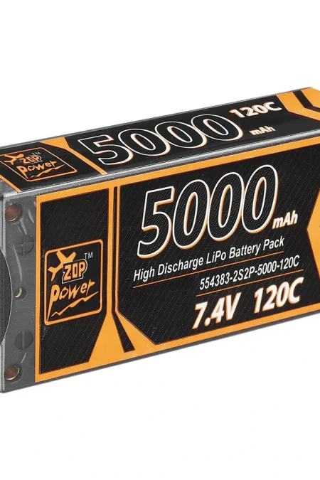 ZOP Power 7.4V 5000mAh 120C 2S Lipo Battery T Deans Plug Hard Case for RC Car