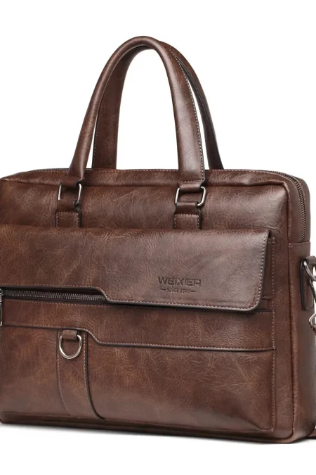 WEIXIER Men's Briefcase Retro Business Casual Laptop Bag Office High Quality PU Leather Handbag Shoulder Messenger Bags