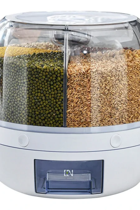 AGSIVO Grain Rice Storage Container Dispenser 360° Rotating Rice Dispenser Kitchen Organizer