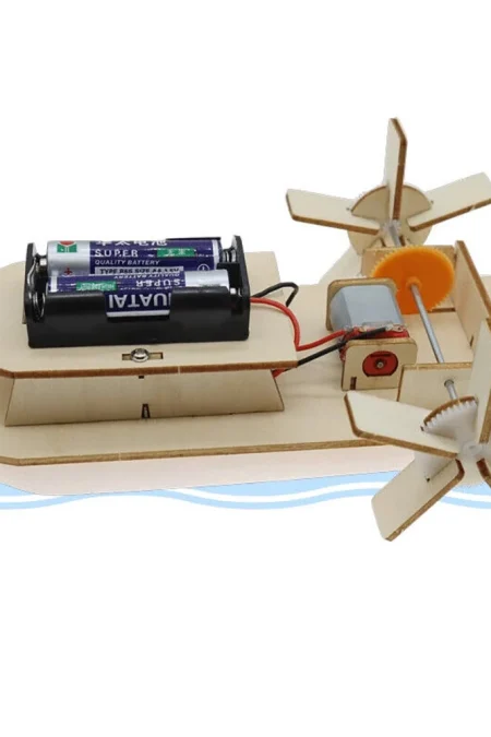 Electric Paddlewheel Boat Model Toy Wooden DIY Kits Children Educational Self Assembly