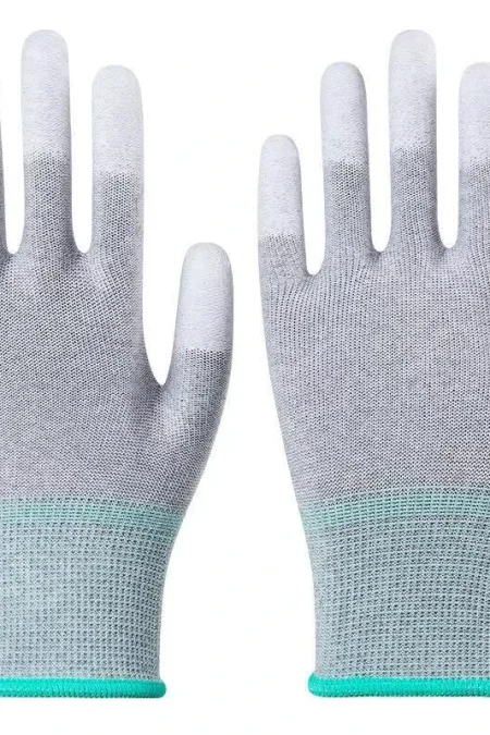 Anti Static Labor Gloves PU Coated Palm Nylon Fiber Breathable Non Slip Gloves High Elasticity Work Gloves for Assembly