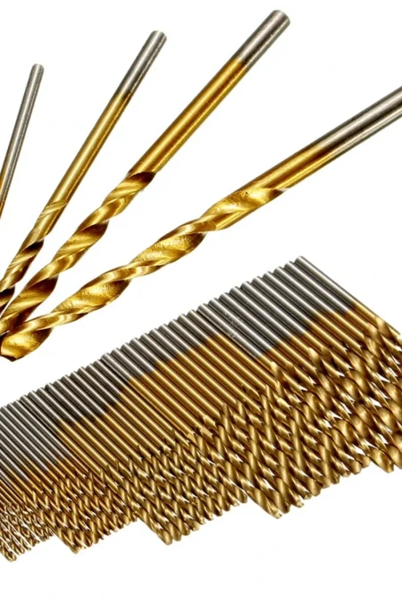 Drillpro 50PCS 1/1.5/2/2.5/3mm HSS Titanium Coated Twist Drill Bits High Speed Steel Drill Bit Set