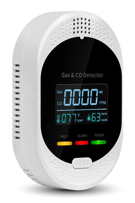 4IN1 CH4 Gas Carbon Monoxide Alarm CO CH4 Temperature Humidity Monitor LCD Color Screen High Precision Sensor Plug and P