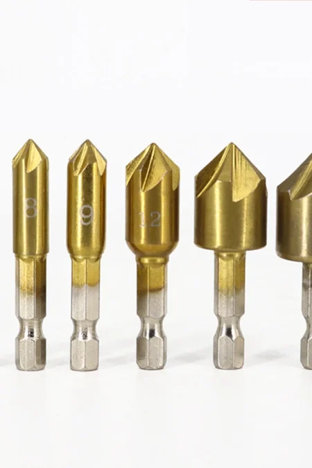 6Pcs HSS 1/4" Hex Shank Chamfer Countersink Chamfer Drill Bit 90 Degree Wood Chamfering Cutter 6mm-19mm Metal Drills