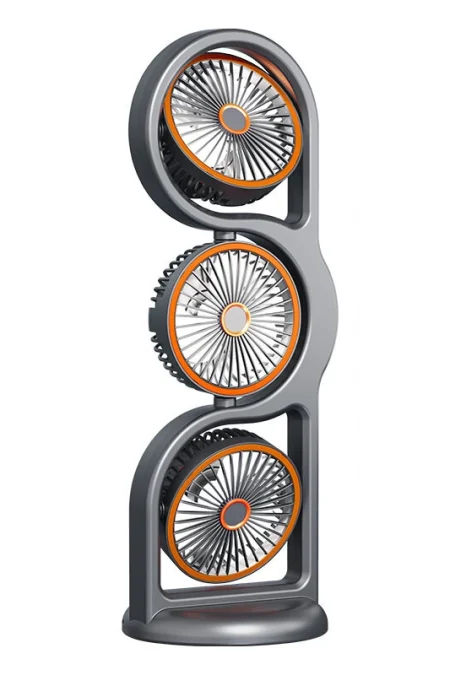 Tevorex Three Head Desktop Portable Fan 360°Rotation Oscillation Multi-Angle Adjustment USB Rechargeable Cooling Efficie