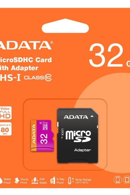 ADATA Premier 32GB UHS-I Class10 MicroSDHC Memory Card with Adapter for Smartphones and Tablets