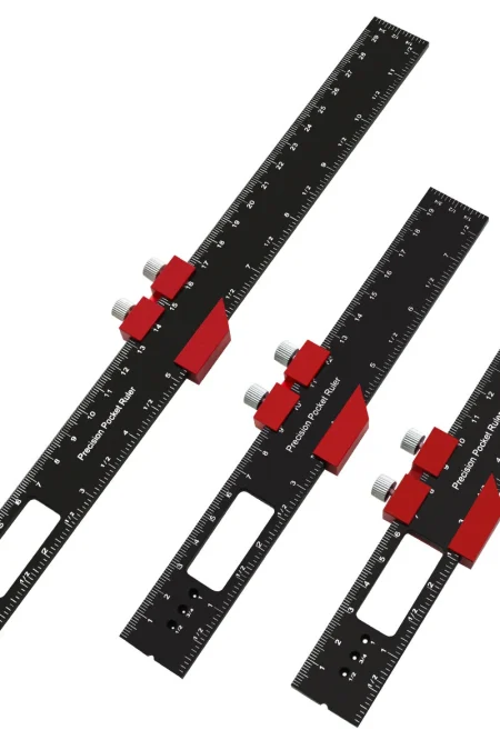 Woodworking T-Type Pocket Ruler Aluminum Slide Ruler 6.3in, 7.9in, 11.8in Precision Scribing Ruler Tools with Sliding St