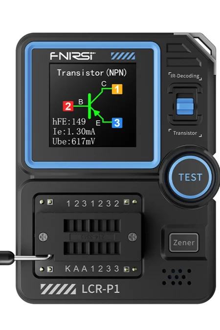 FNIRSI LCR-P1 Transistor Tester Diode Triode Capacitance Meter 1.44 Inch Color Screen USB Type-C Anti-Burn Protection