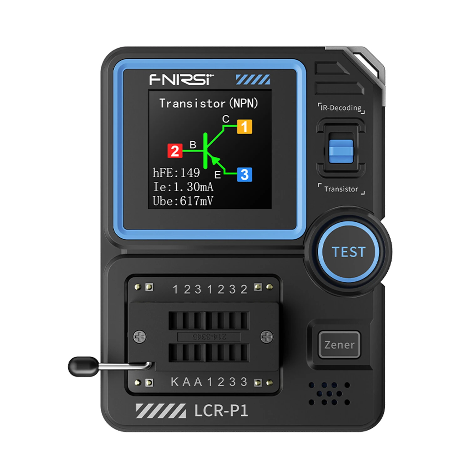 FNIRSI LCR-P1 Transistor Tester Diode Triode Capacitance Meter 1.44 Inch Color Screen USB Type-C Anti-Burn Protection