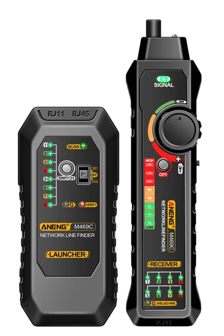 ANENG M469C Network Line Finder RJ11 RJ45 Cable Tracer 9V Battery Flashlight Auto Shutdown Low Voltage Alert