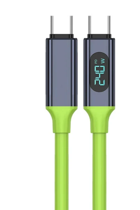 PD240W Type-C to Type-C Digital Display Silicone Cable PD Fast Charging Data Transmission Tinned Copper Core Line 1.5M L