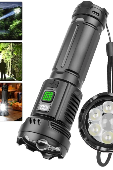 BIKIGHT CY-016 Outdoors Digital Display Strong Flashlight with Side Lamp Versatile Light Output Type-C Rechargeable IPX4