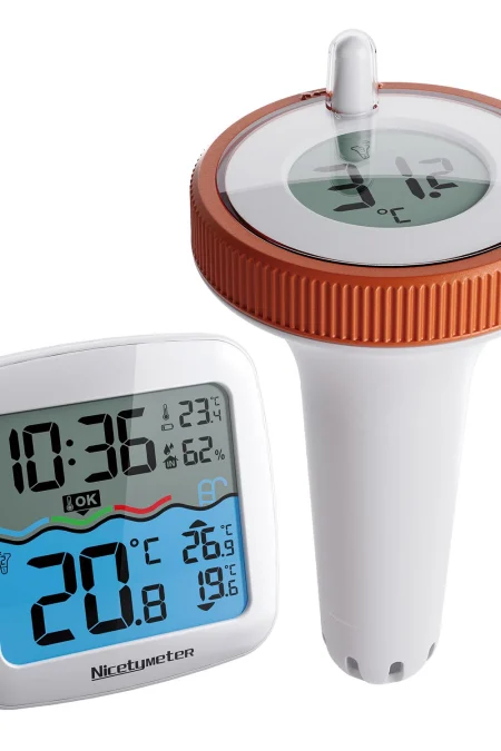 Wireless Pool Thermometer Floating 200ft Range Digital Indoor Outdoor Temperature Humidity Monitor 3 Channels High Preci