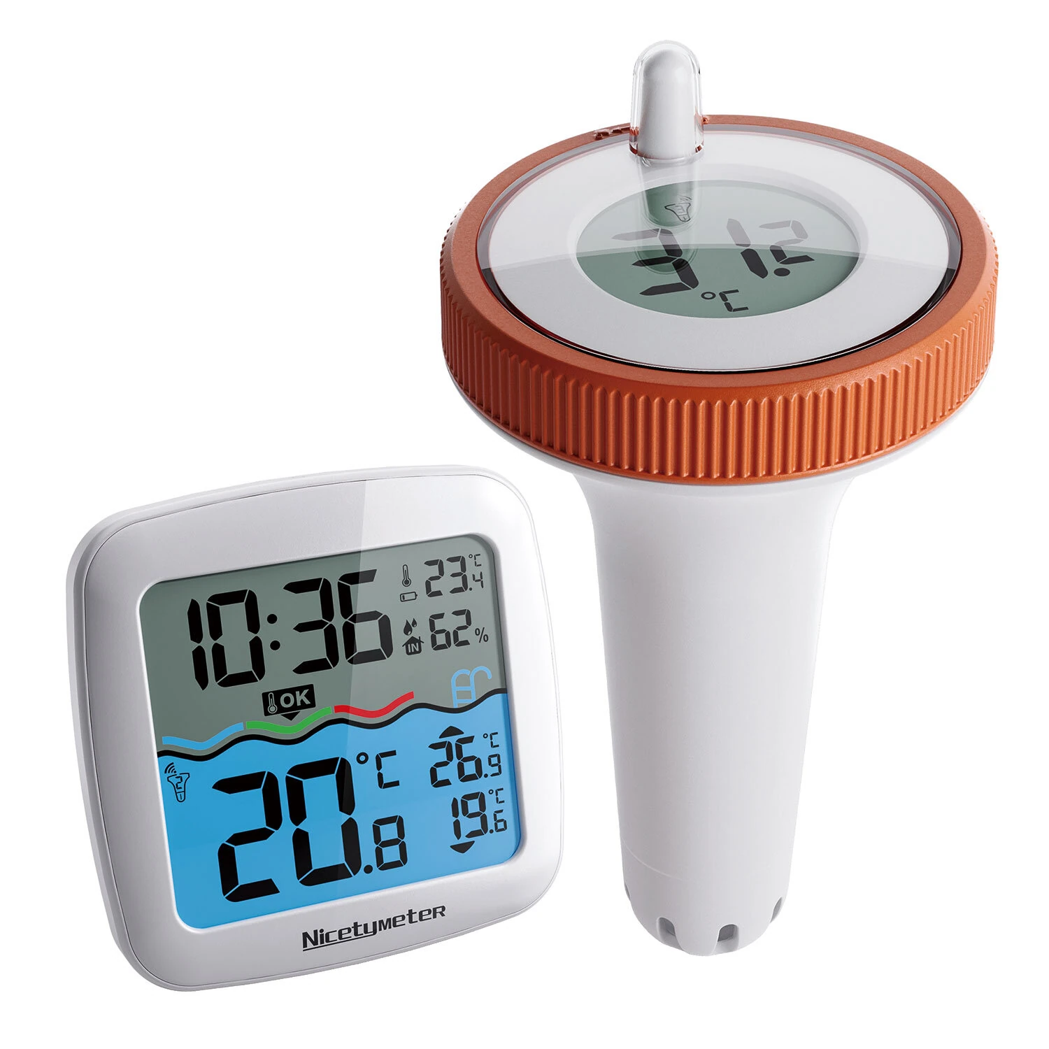 Wireless Pool Thermometer Floating 200ft Range Digital Indoor Outdoor Temperature Humidity Monitor 3 Channels High Preci