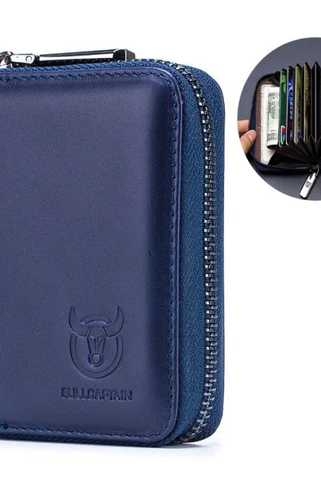 BULLCAPTAIN Genuine Leather Wallet for Men Multi Card Slot ID & Credit Card Bag Rfid Protection Card Holder Multifunctio