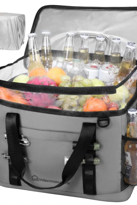 WARMOUNTS Backpack Cooler Insulated 75 Cans w/ Insulating Cover, Upgraded Leakproof Soft Cooler Backpack 2 Compartment f