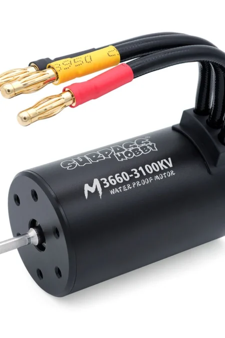 SURPASS HOBBY M3650 M3660 3.175mm Shaft 4.0mm Gold-Plated Connectors All-Black Waterproof Brushless Motor for 1/10 RC Ca