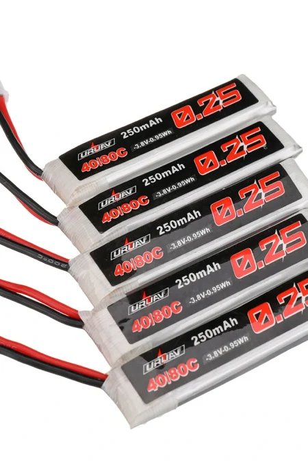5Pcs URUAV 3.8V 250mAh 40C/80C 1S HV 4.35V LiPo Battery PH2.0 Plug for RC Drone