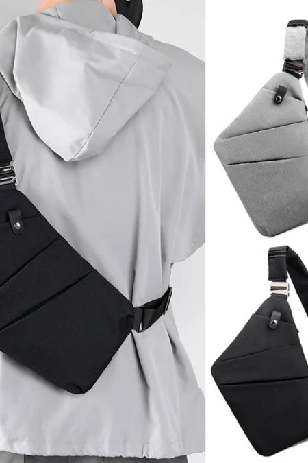 Sports Anti-Theft Thin Chest Bag Lightweight Close-fitting Travel Sling Bag Waterproof Zipper Layered Storage Crossbody