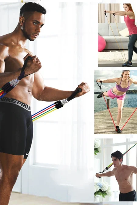 14Pcs TPE Resistance Bands Pull Rope Indoor Portable Fitness Equipment Arm Waist Leg Chest Trainer Exercise Tools