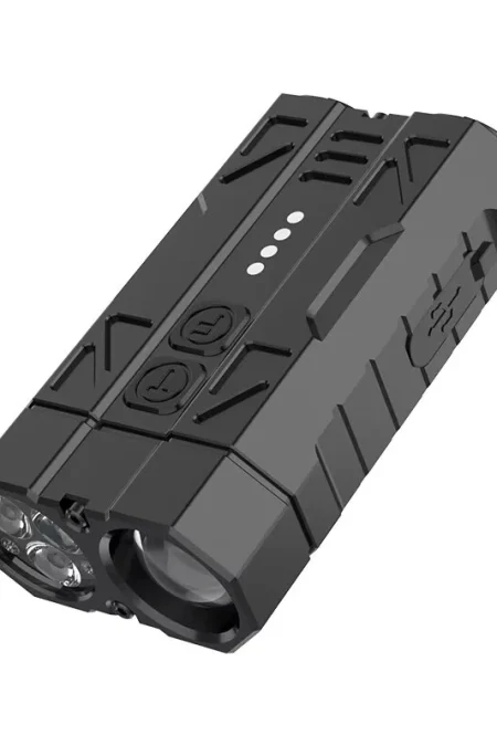 Bikight EDC Flashlight White Long Beam +3xTG3 LEDs Type-C Rechargeable Dual Switch Spotlight andFloodlight Aluminum Al