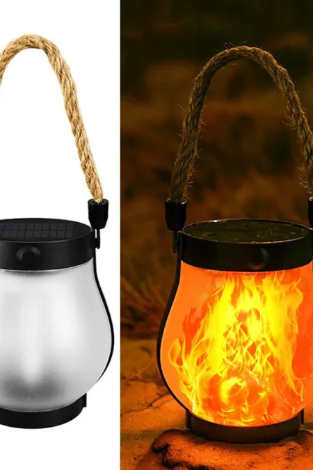 IPRee Camping Light Solar Flame Lights USB Rechargeable IPX4 Waterproof1500mAh Hanging Lantern Outdoor Garden Light